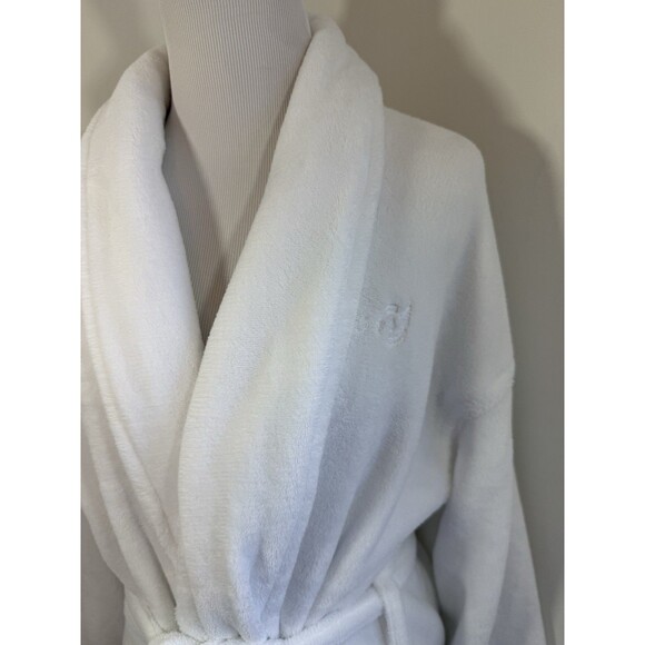 Boca Terry White Robe One Size Plush Spa Club Unisex Soft Cotton Blend with Tie - Picture 4 of 12